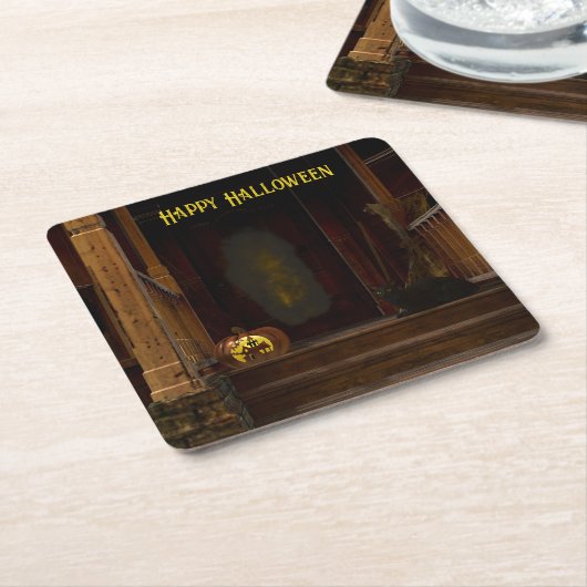 Spooky Haunted House Porch Kartonnen Onderzetters (Schuin)