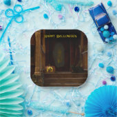 Spooky Haunted House Porch Papieren Bordje (Feest)