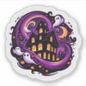 Spooky Haunted House Vinyl Halloween geesten, vlee Sticker (Voorkant)