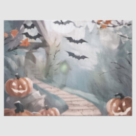 Spooky Haunted House Waterverf Gift Wrap Tissuepapier