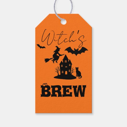 Spooky Haunted House & Witch Silhouette | Cadeaulabel (Voorkant)