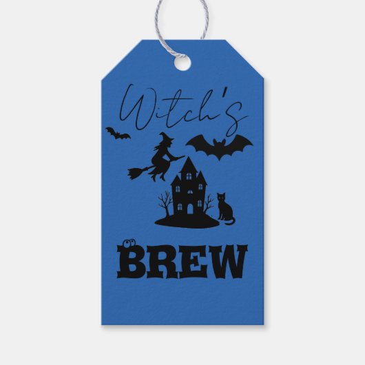 Spooky Haunted House & Witch Silhouette | Cadeaulabel (Voorkant)