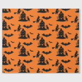 Spooky Haunted House & Witch Silhouette | Cadeaupapier (Vlak)