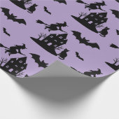 Spooky Haunted House & Witch Silhouette | Cadeaupapier (Hoek)