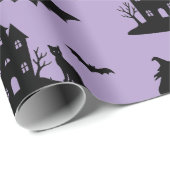 Spooky Haunted House & Witch Silhouette | Cadeaupapier (Rol Hoek)