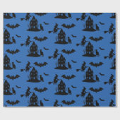 Spooky Haunted House & Witch Silhouette | Cadeaupapier (Vlak)