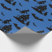 Spooky Haunted House & Witch Silhouette | Cadeaupapier (Hoek)