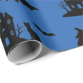 Spooky Haunted House & Witch Silhouette | Cadeaupapier (Rol Hoek)