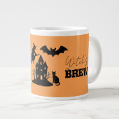 Spooky Haunted House & Witch Silhouette | Grote Koffiekop (Voorkant rechts)