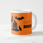Spooky Haunted House & Witch Silhouette | Grote Koffiekop (Voorkant rechts)