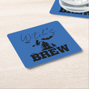 Spooky Haunted House & Witch Silhouette   Kartonnen Onderzetters