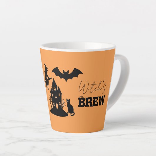 Spooky Haunted House & Witch Silhouette | Latte Mok (Rechterhoek)