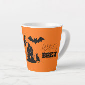 Spooky Haunted House & Witch Silhouette | Latte Mok (Rechterhoek)