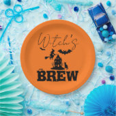 Spooky Haunted House & Witch Silhouette | Papieren Bordje (Feest)