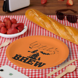 Spooky Haunted House & Witch Silhouette | Papieren Bordje