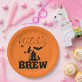 Spooky Haunted House & Witch Silhouette | Papieren Bordje (Feest)