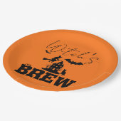 Spooky Haunted House & Witch Silhouette | Papieren Bordje (Gekanteld)