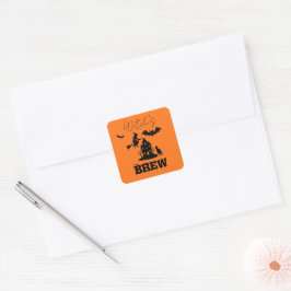 Spooky Haunted House & Witch Silhouette | Vierkante Sticker