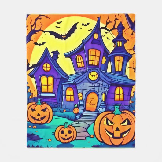 Spooky Haunted Mansion Art Fleece Deken (Voorkant)