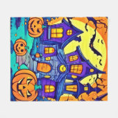 Spooky Haunted Mansion Art Fleece Deken (Voorkant (Horizontaal))