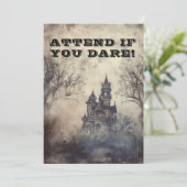 Spooky Haunted Mansion Halloween Party Kaart (Staand voorkant)