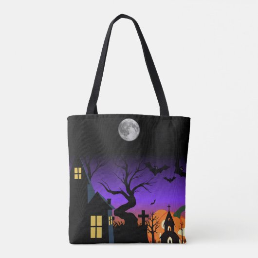 Spooky Haunted Night Halloween Tote Bag (Achterkant)