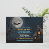 Spooky Haunted Palace Full Moon Halloween Party Kaart (Staand voorkant)