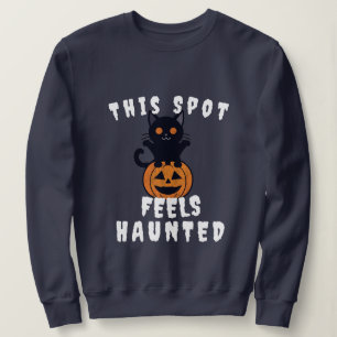 Spooky Haunted Print Halloween Pumpkin & Black Cat Trui