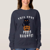 Spooky Haunted Print Halloween Pumpkin & Black Cat Trui (Voorkant)