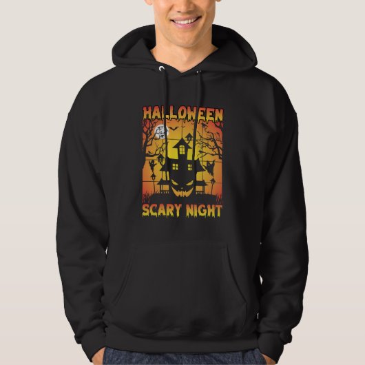Spooky Haunted Pumpkin Halloween Graphic Hoodie (Voorkant)