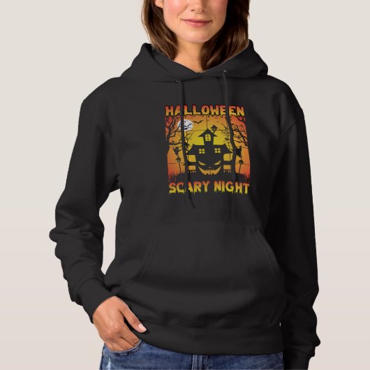 Spooky Haunted Pumpkin Halloween Graphic Hoodie (Voorkant)