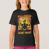 Spooky Haunted Pumpkin Halloween Graphic T-shirt (Voorkant)