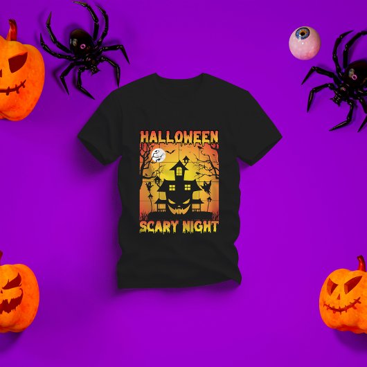 Spooky Haunted Pumpkin Halloween Graphic T-shirt