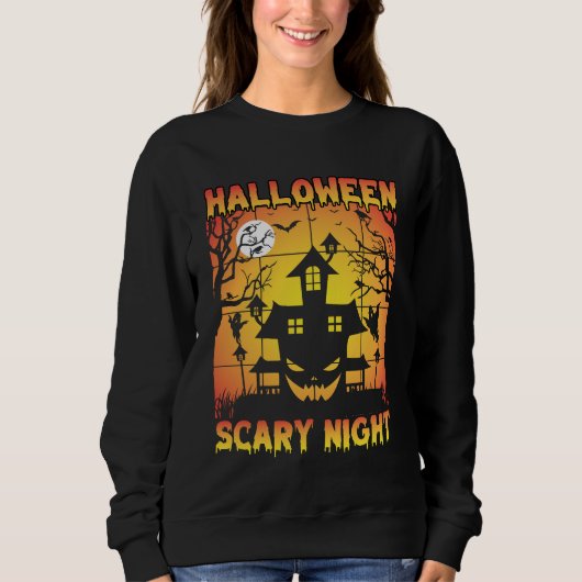 Spooky Haunted Pumpkin Halloween Graphic Trui (Voorkant)