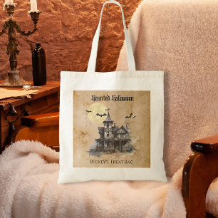 Spooky Haunted Trick or treat Halloween Tote Bag