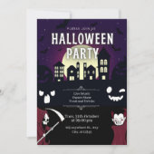 Spooky Haunted Village & Monsters Halloween Party Kaart (Voorkant)