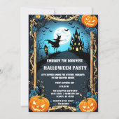 Spooky Haunted Witch House Halloween Party Kaart (Voorkant)