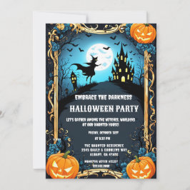 Spooky Haunted Witch House Halloween Party Kaart