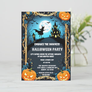 Spooky Haunted Witch House Halloween Party Kaart