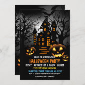 Spooky Haunted Witch House Pumpkin Halloween Party Kaart (Voorkant / Achterkant)