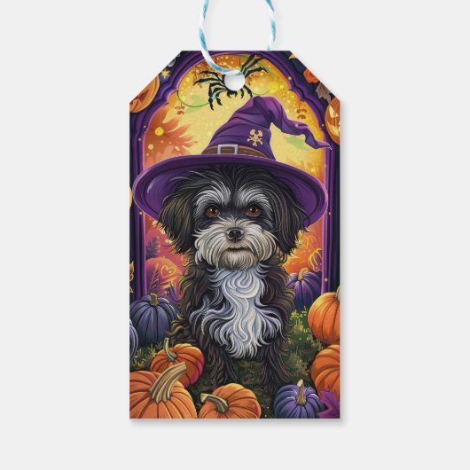 Spooky Havanese hond Halloween heks en pompoen Cadeaulabel (Achterkant)