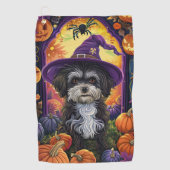 Spooky Havanese hond Halloween heks en pompoen Golfhanddoek (Voorkant)