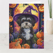Spooky Havanese hond Halloween heks en pompoen Kaart (Voorkant)