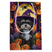 Spooky Havanese hond Halloween heks en pompoen Medium Cadeauzakje (Voorkant)