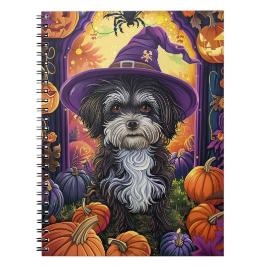 Spooky Havanese hond Halloween heks en pompoen Notitieboek (Voorkant)