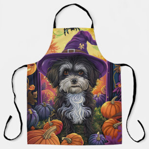 Spooky Havanese hond Halloween heks en pompoen Schort