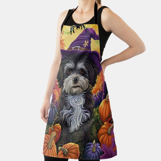 Spooky Havanese hond Halloween heks en pompoen Schort (Insitu)