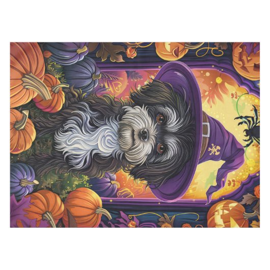 Spooky Havanese hond Halloween heks en pompoen Tafelkleed (Voorkant (Horizontaal))