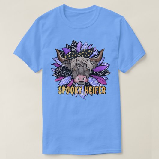 Spooky Heifer Halloween Sunflower Koe Boerderij Ha T-shirt (Design voorkant)