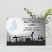 Spooky Heks Graveyard Halloween Party Uitnodiging (Staand voorkant)